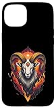 Hülle für iPhone 15 Plus Aries Ram Zodiac Art – Fiery Neo-Traditional Illustration