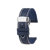 AZSHIW Compatibile con gli orologi da uomo CITIZEN Blue Angel Radio Wave AT802054L 802003L JY8078 Series Canvas Nylon+Cinturini in gomma(C-Blue white-S,22mm)