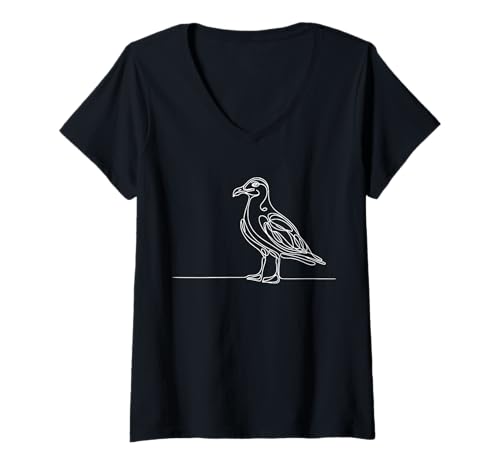 Femme Goéland Linéaire Observateur d'oiseaux T-Shirt avec Col en V