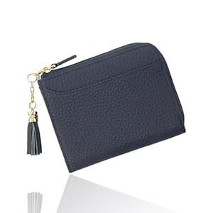 [GRAV] 【 手になじむ柔らかな手触り 】レディース 財布 ミニ財布 ハーフサイズ (手に馴染む本革) (コンパクト なのに 大容量) L字ファスナー スキミング防止 キズが付きにくいシボ革採用 お札が折れない コンパクト財布 小さい財布 薄型 小銭入れ 軽い 軽量 人気 小さい ミニマム ギフト (ネイビー)" 