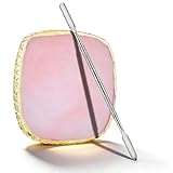 Ouligay 2 PCS Square Shape Resin Nail Art Palette with Stainless Steel Mixing Stick Nail Polish Palette Gold Edge Makeup Mixing Palette Professional Color Mixing Board for Nail Design Makeup Tool