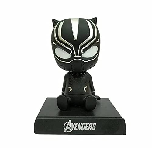 Image of Super Hero Action Figure Limited Edition Bobblehead with Mobile Holder for Car Dashboard, Office Desk & Study Table (Black Panther)