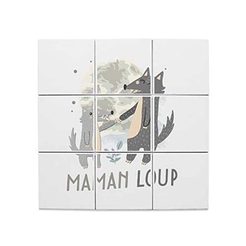 Carreaux céramique maman loup 60x60cm pour décoration murale