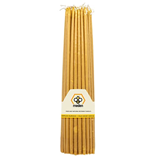 Meden - Candele naturali in cera d'api greca della chiesa ortodossa – altezza 27 cm – candele coniche – pura cera d'api fatta a mano (50 candele – 400 g)