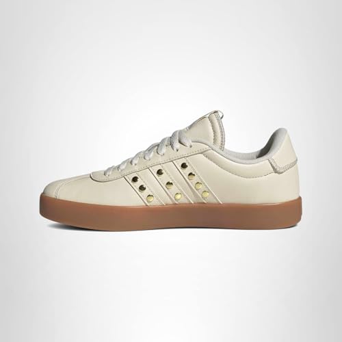 adidas Women's Vl Court 3.0, Wonder White/Gold Metallic, 8