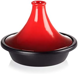 Le Creuset Tagine with Cast Iron Base and Stoneware Funnel Lid, Dishwasher and Oven Safe, For All Hob Types, 27cm base, 2.3 Litre, Cerise, 251382706