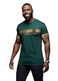 D'IYANU | Jaheem Men's African Print Short Sleeve T-Shirt | Premium Ankara Comfortable and Traditional | Green Tortoise Back | XL