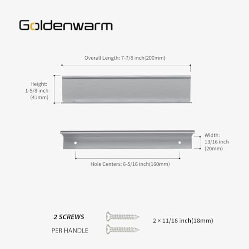 Image of Goldenwarm 100 Pack 6-1 /4in Brushed Nickel Finger Edge Pulls Drawer Finger Pulls Kitchen Hardware Handles Bedroom Dresser Drawers