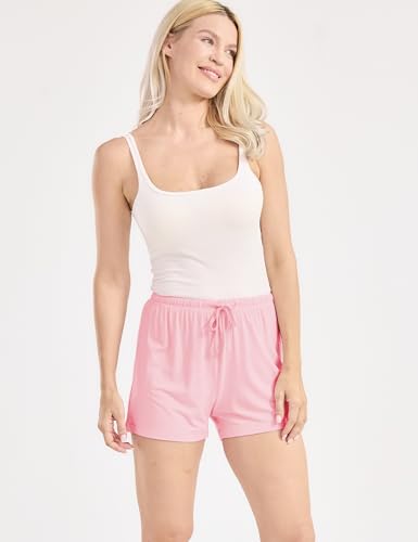 Image of GYS Women's Bamboo Viscose Cooling High Waisted Pajama Shorts | Moisture wicking, Breathable, Tagless, Soft stretch, Elastic waist with drawstring, for hot flashes & summer sleep