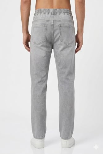 Image of Men's Denim Lower (Track Pants - Soft Fabric with Elastic Waist, Cotton Twill, Casual Wear, Regular Fit, Full Length for Gym, Exercise, Yoga)