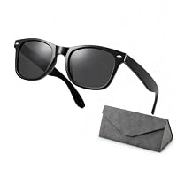 Boyfield Sunglasses for Men & Women, Classic Square Style, Oversized Lightweight Black Shades for Driving, Fishing, Cycling