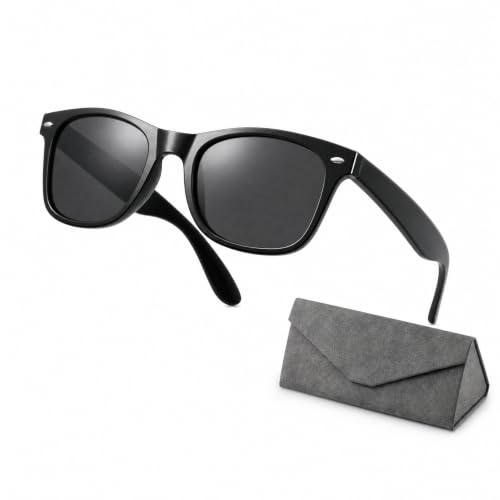 Image of Boyfield Sunglasses for Men & Women, Classic Square Style, Oversized Lightweight Black Shades for Driving, Fishing, Cycling