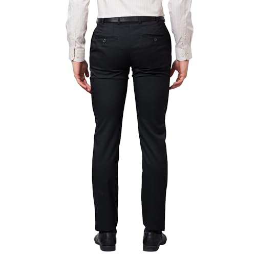 Image of Raymond Men Slim Fit Structure Pattern Polyester Blend Flat Front Formal Trouser