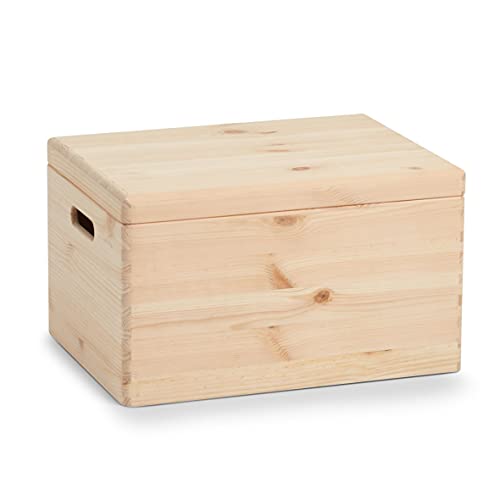 Zeller Present 13152 Boîte Multi-Usage en Bois de Conifère avec Couvercle 40 x 30 x 24 cm
