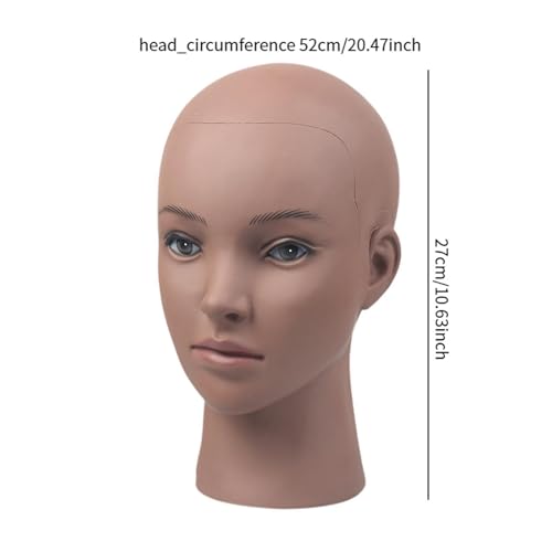 Cabeza de maniquí calva estable para moldear pelucas y exhibir gorros sin caídas 3