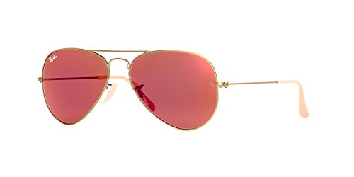 Ray-Ban Unisex Rb3025 Classic Mirrored Aviator Sunglasses, Demi Gloss Brushed Bronze/Brown Mirrored Red, 58 mm