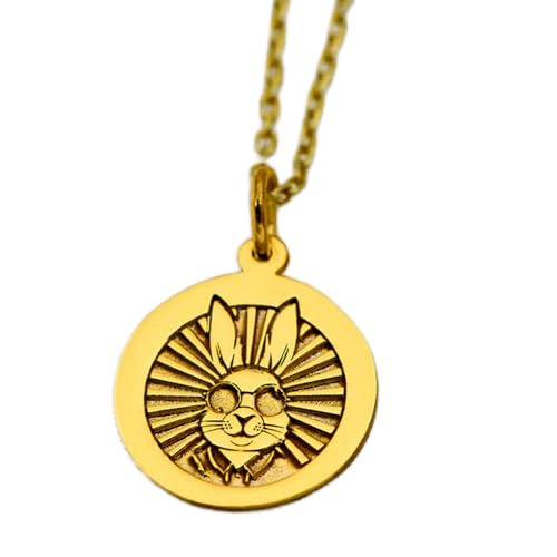 Colrante de conejo en plata 925 de 22 mm con cadena de 45 cm y grabado personalizado gratuito