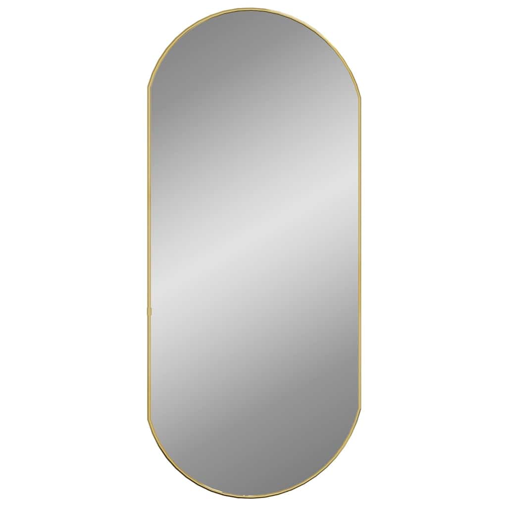 vidaXL Wall Mirror Bathroom Hallway Bedroom Home Decoration Wardrobe Hanging Wall-mounted Vanity Make up Cosmetic Mirror Gold 90x40 cm Oval