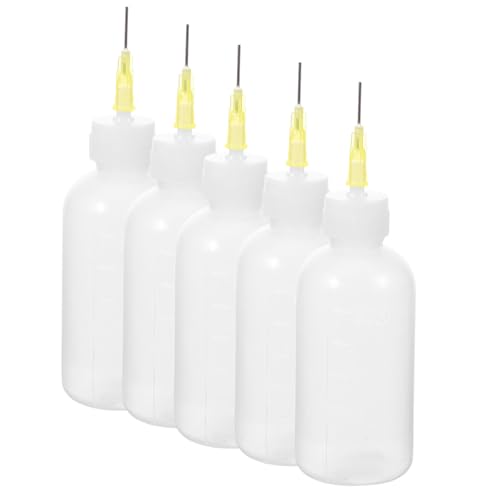 NUSITOU Botellas Aplicadoras para Esmalte de Cerámica de Punta Fina 50cc, Juego de 5 Unidades, Plástico Exprimidor para Manualidades y Alfarería, Herramienta Precisa para Esmaltar