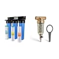 iSpring Whole House Water Filter System, Reduces Sediment, Iron, Hydrogen Sulfide, PFAS & WSP-50SL Reusable Whole House Spin Down Sediment Water Filter Softener