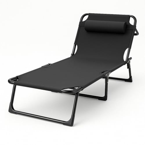 Espreguiçadeira VMSTARK Dobrável Reclinável Portátil – Cadeira Espreguiçadeira para Piscina, Praia, Jardim e Varanda – Cama Espreguiçadeira Resistente até 200kg – Design Confortável e Ergonômico