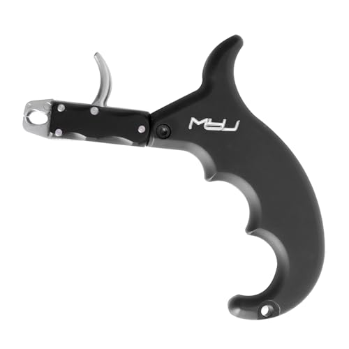 MOYJ Archery Compound Bow Release Aids Trigger 4 Finger Black/Camo Gift Box Packaging Thumb Arrow Release for Adults Youth Hunting Shooting Training Accessories (Black)