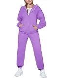 Arshiner Teen Girls Purple Tracksuit 2 Piece Sweatsuits Zip Up Sweatshirts Hoodies Casual Sweatpants Jogging...