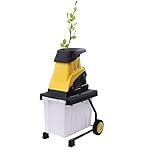 Broyeur électrique puissant 2500 W pour le jardin, diamètre de coupe de 1,7", broyeur électrique, broyeur silencieux, broyeur à rouleaux, broyeur électrique, bac de récupération de 45 litres + bac de