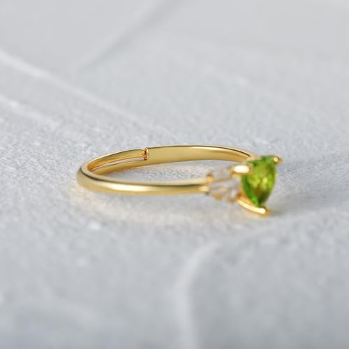 Anillos de boda de oro amarillo de 9K y 14K con peridoto en forma de corazón de 5mm 4
