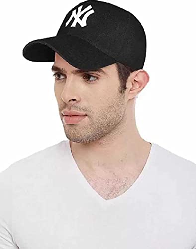 SELLORIA Brand a Black Cotton Adjustable Unisex Cap Quick Drying Sun Hat for Summers Outdoor Activites Sports Baseball Black Hat for Men Pack of 1 Cap
