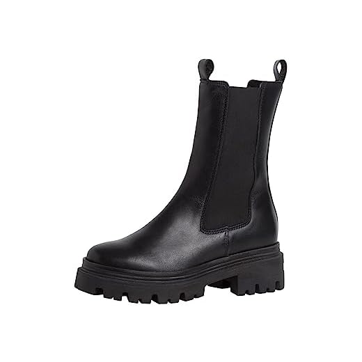 Tamaris Damen Chelsea Boots, Frauen Stiefeletten,Wechselfußbett,Bootee,Booties,halbstiefel,Kurzstiefel,uebergangsschuhe,Black Leather,39 EU