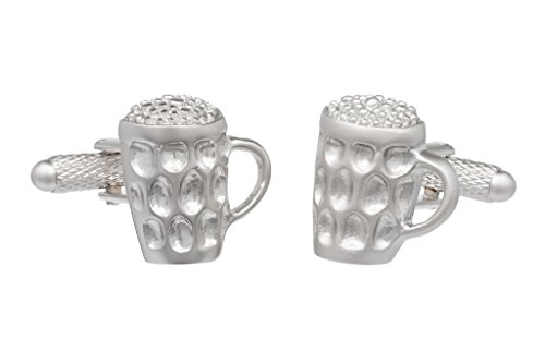 Gemelos con diseño original de taza de cerveza en una pinta, presentados en caja de gemelos de ónix, plata, Taille unique