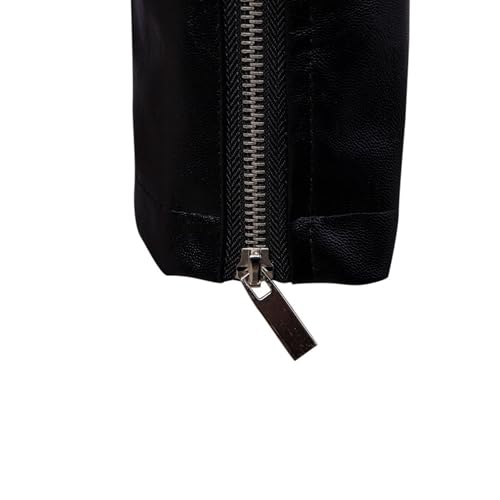 Chaqueta de cuero con cierre para hombre, estilo bomber miniatura 5