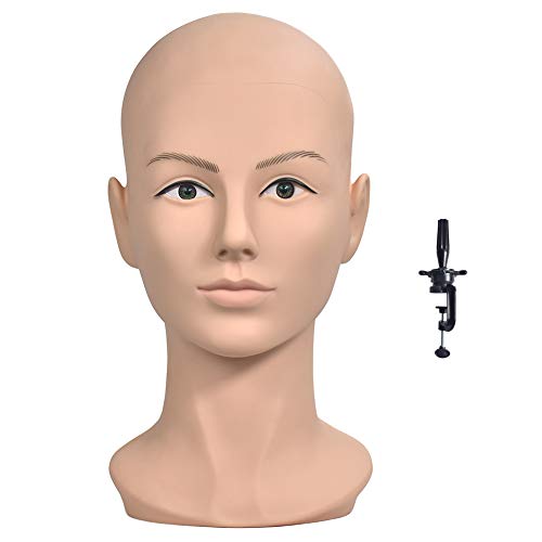 Cabeza de maniquí calvo para hacer pelucas, sombrero, gafas, cabeza de maniquí con una abrazadera gratis