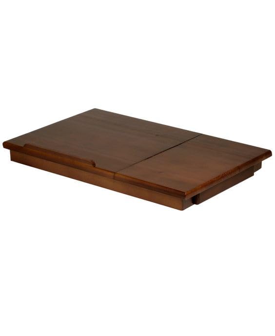 Image of WOOYNEX Wooden Laptop Table Standard Adjustable Study Table with Laptop, Portable Lap Desk, Multifunctional Bed Table with Drawer and Folding Legs (Natural)