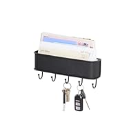 iDesign Elegant Key Holder for Wall, Wall Mounted Rack for Keys and Letters, Made of Robust Metal, Black, 10.5\" x 2.5\" x 4.5\"
