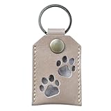 COZENTA 遺毛ケース 遺毛入れ 犬 猫 キーホルダー 本革 ペット メモリアル (ベージュ)