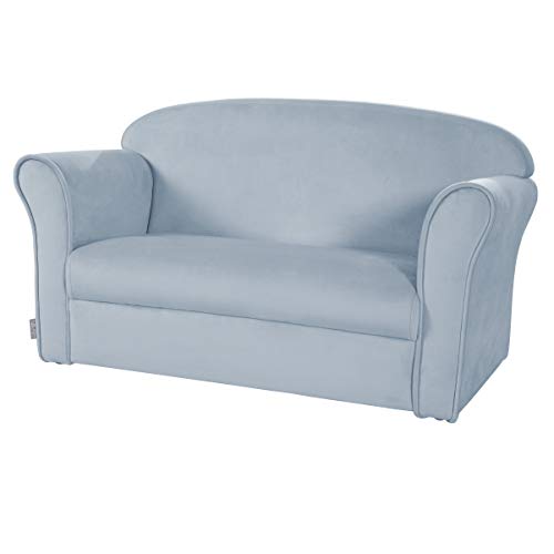 roba Canapé Enfant en Velours 'Lil Sofa' - 2 Places - Fauteuil avec Accoudoirs pour Garçons - Bleu Clair