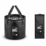 Opow 20L Collapsible Bucket – 5 Gallon Portable Folding Water Container with Handles for Car Wash, Camping, Gardening & Fishing Outdoor Use – Leakproof, Durable Foldable Space-Saving Design (Black)