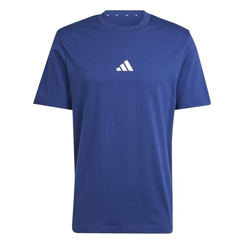 adidas Herren Essentials Small Logo Single Jersey Shirt, Dark Blue/White, L