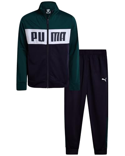 PUMA Boys Pants Set - 2 Piece Tricot Athletic Zip Up Jacket Sweatshirt and Active Jogger Pants - Boys Activewear Set (4-16)