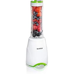Batidora Mix And Go SEVERIN SM 3735 Batidora Smoothie Mix & Go, 300 W aproximadamente, 600 ml, incluso 2 vasos con tapa, color blanco y verde