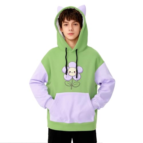 Sweat à capuche garçon motif chat et pull confortable pour enfant et adolescent