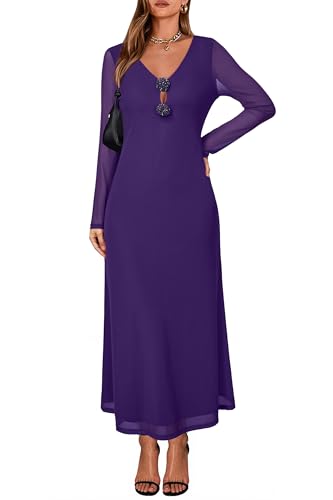 Newshows Women's Elegant Gowns Formal Long Vestidos Prom Dresses Sheer Mesh Wedding Guest for Cocktail Evening Dress