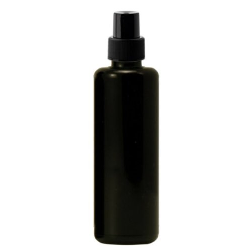 100x Apothekenfläschchen 100ml aus Violettglas (Mironglas) mit schwarzem Sprayaufsatz