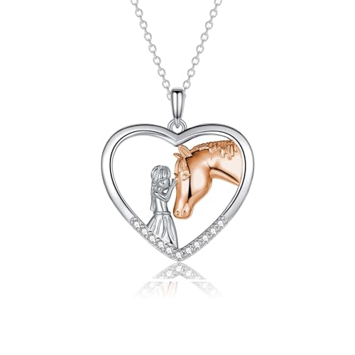 GULICX Horse Gifts for Teen Girl Women, Girl with Horse Necklace Heart Pendant Jewelry Gifts for Horse Lover Daughter Granddaughter Niece