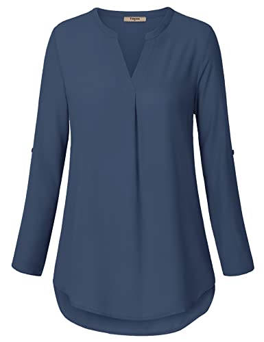 Image of Timeson Women's Short Sleeve V Neck Blouses Shirts Floral Double Layers Mesh Tunics Tops