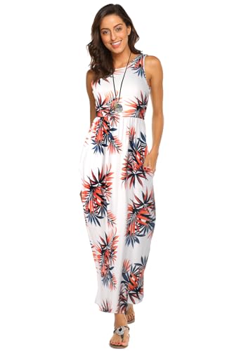 Image of Hount Women's Summer Sleeveless Striped Flowy Casual Long Maxi Dress with Pockets