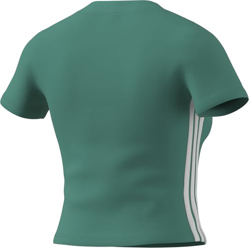 adidas Mujer Essentials 3 Stripes Slim Baby T-Shirt, Powder Teal/White, M