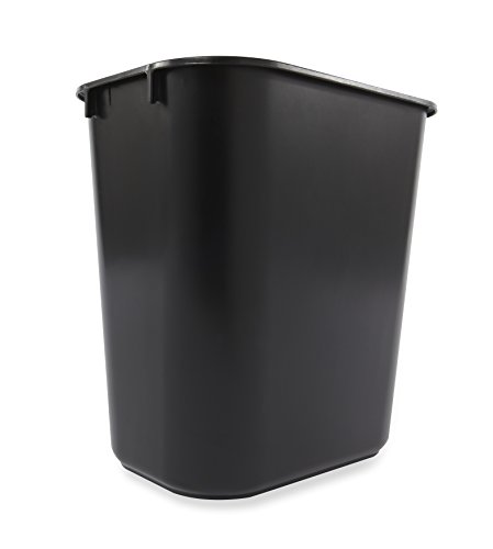 Image of Rubbermaid Commercial Products Deskside Wastebasket /Trash Can, 3.25-Gallon /13-Quart, Black, Plastic, for Bedroom /Bathroom /Office, Fits Under Desk /Sink /Cabinet, Pack of 12
